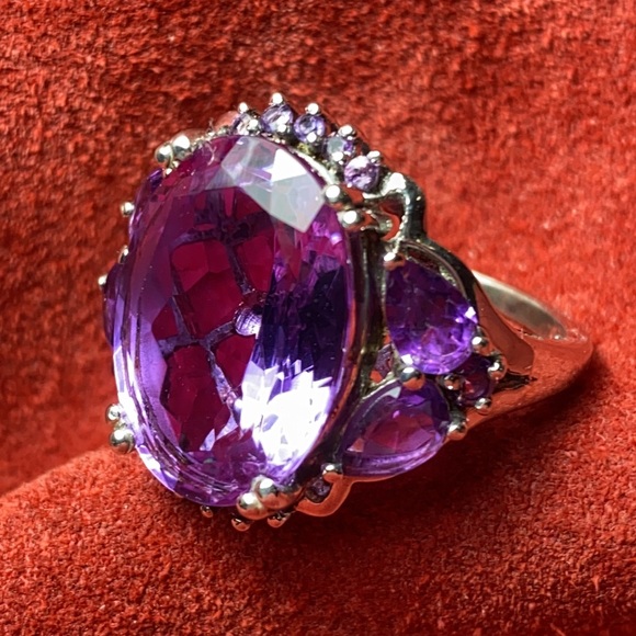 Jewelry - Large Purple Sterling Silver 925 Ring 8.5 Costume Jewelry